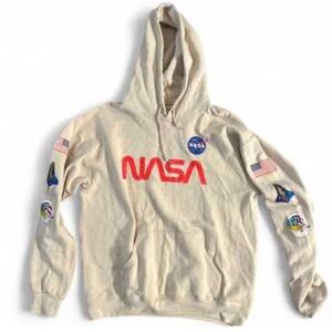 Bowery Supply New Sz L NASA Beige Tan Sweatshirt Hoodie